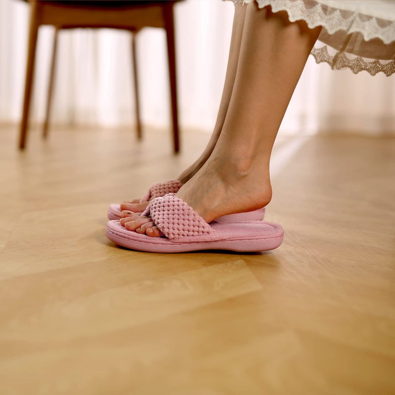 Parlovable Women's Flip Flop Slippers Memory Foam Slip on Thong Slipper, Breathable Cozy Open Toe House Shoes, Anti-Skid Rubber Sole Sandal Indoor Outdoor Pink 9-10 - Image 4